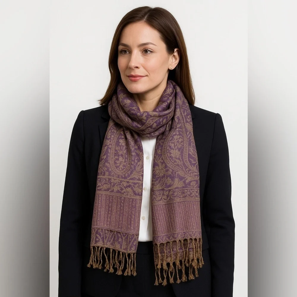 NWOT Pashmina Inspired Multi-Color Fringe Scarf